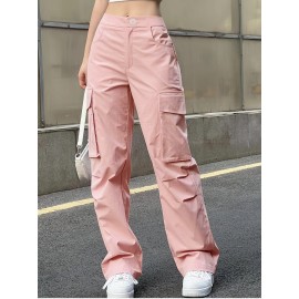 Flap Pockets Cargo Pants, Y2K Pants For Spring & Summer, Women's Clothing