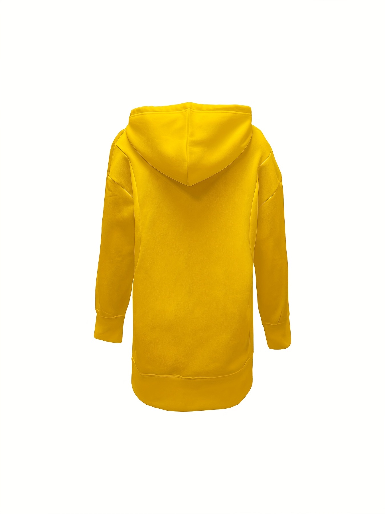 solid color kangaroo pocket hoodie casual long sleeve thigh length drawstring hoodie sweatshirt womens clothing details 9