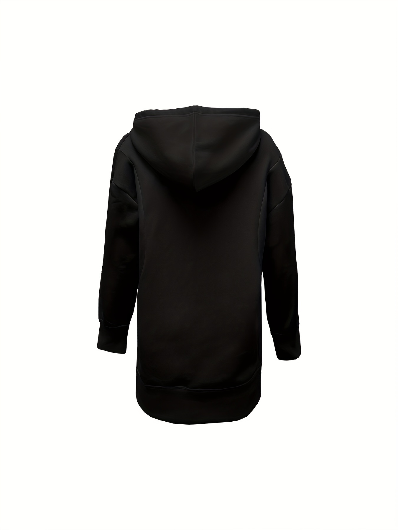 solid color kangaroo pocket hoodie casual long sleeve thigh length drawstring hoodie sweatshirt womens clothing details 14