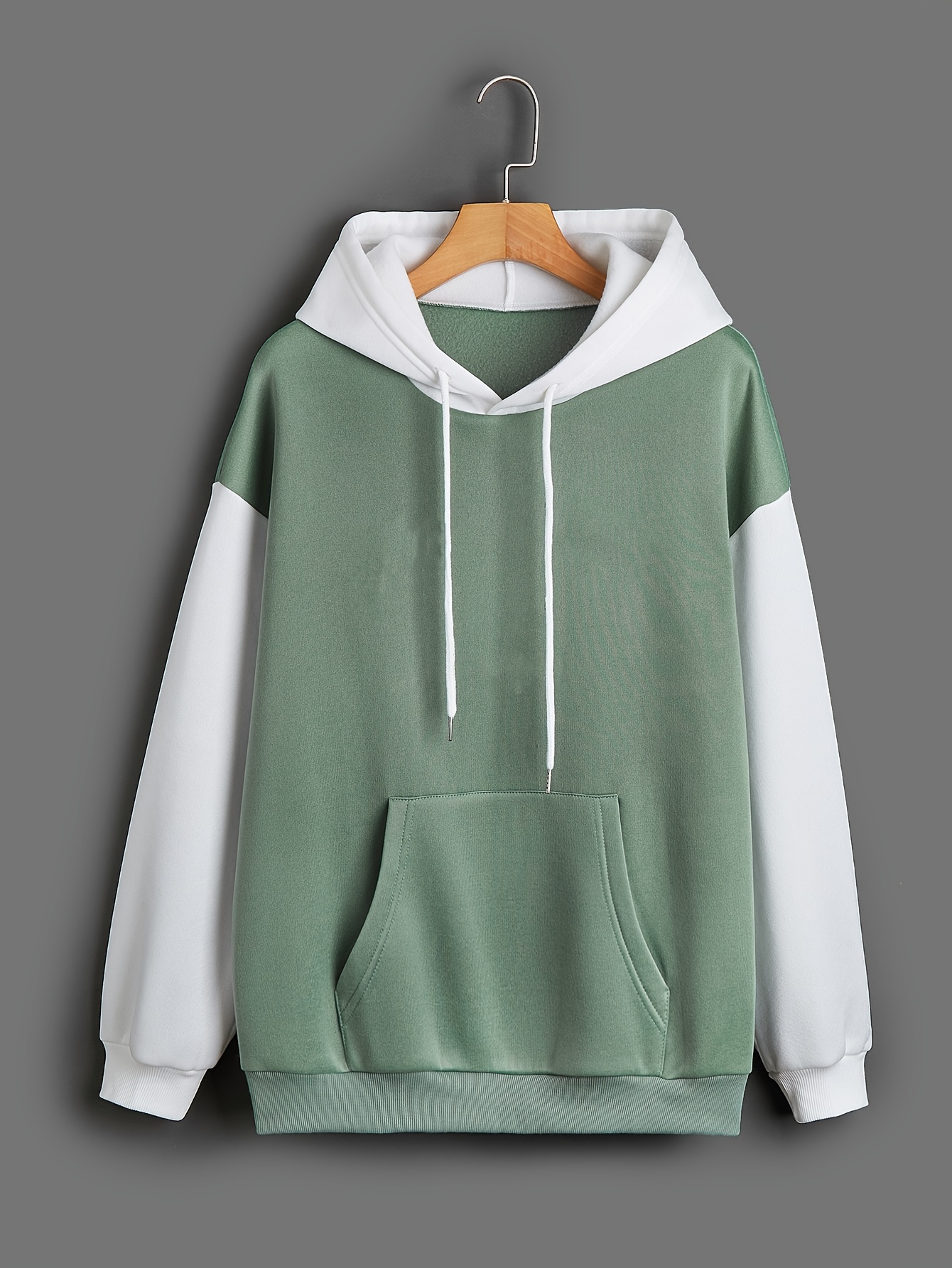 color block kangaroo pocket hoodie, color block kangaroo pocket hoodie casual long sleeve drawstring hoodie sweatshirt womens clothing details 1